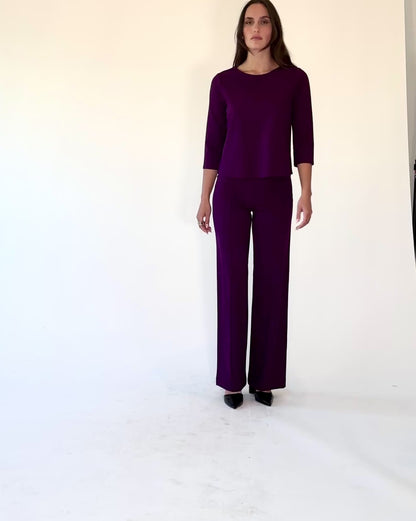 Plum Ponte Knit Straight Leg Pant