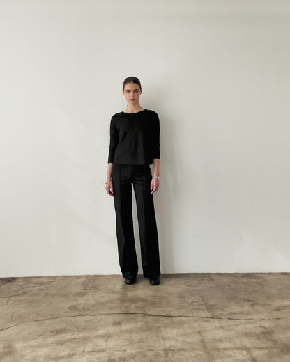 Black Ponte Knit 3/4 Sleeve Top