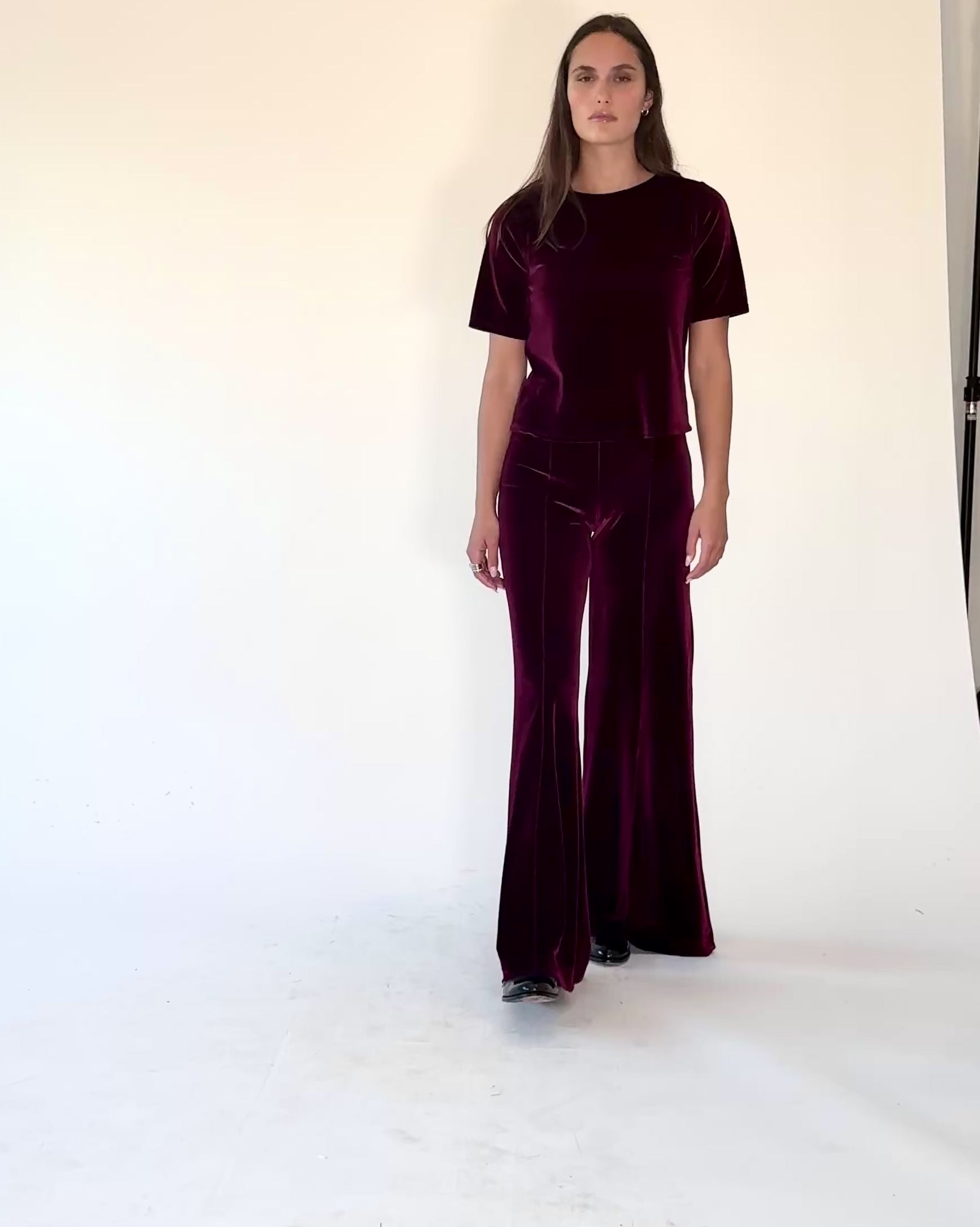 Merlot Velvet Short Sleeve Top Extended | Ripley Rader