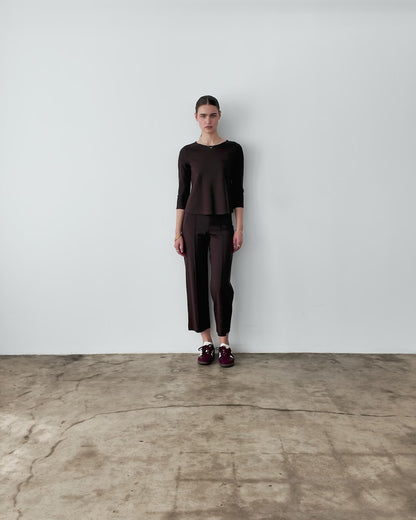 Chocolate Ponte Knit 3/4 Sleeve Top
