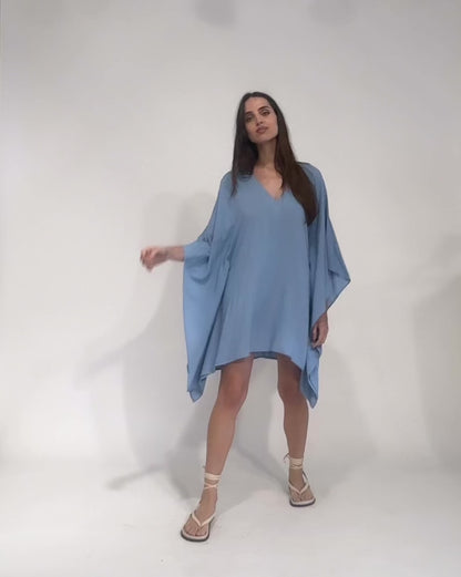 Chambray Linen Blend Short Caftan