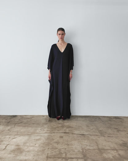Navy Sweater Knit Long Caftan