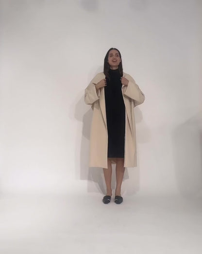Oatmeal Crepe Overcoat