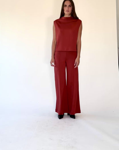 Rust Scuba Cowl Neck Top