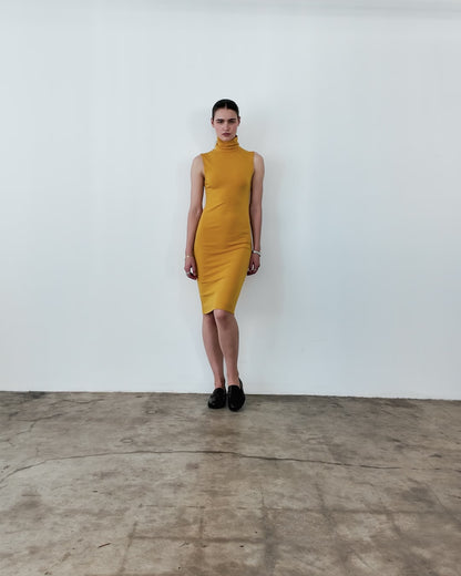 Saffron Jersey Tank Midi Turtleneck Dress
