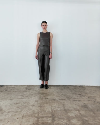 Coffee Vegan Leather Tank Top