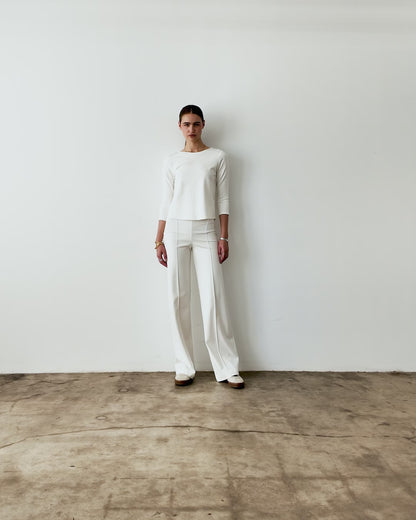 Off-White Ponte Knit 3/4 Sleeve Top