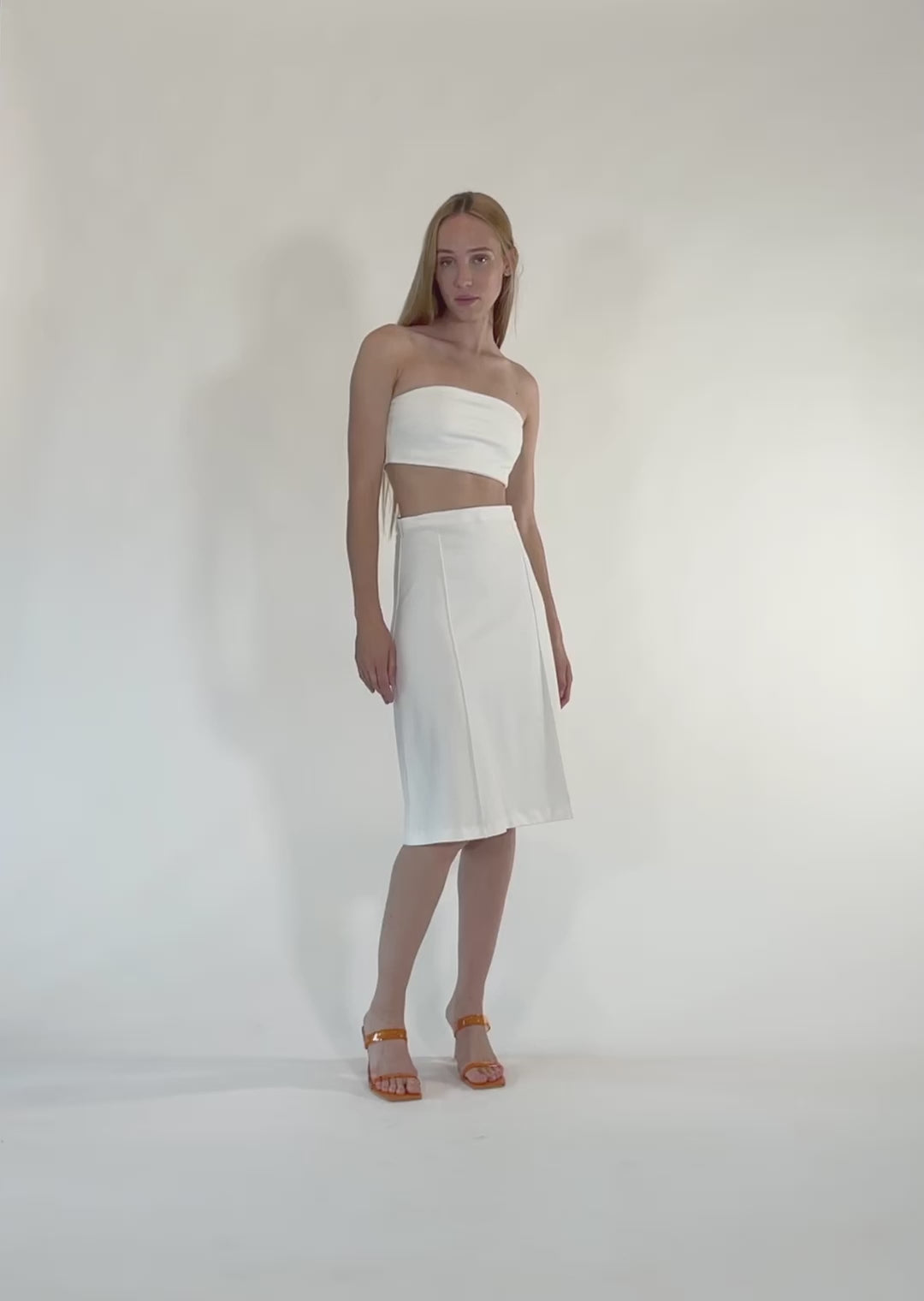Off-White Ponte Knit Bandeau Top | Ripley Rader