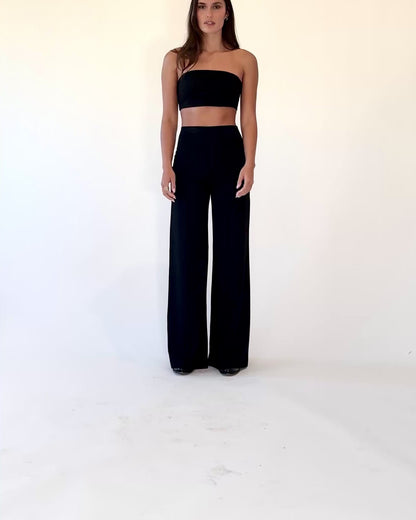Black Ponte Knit Bandeau Top
