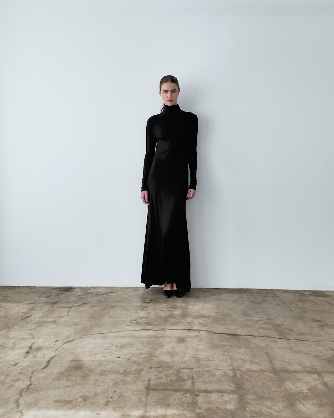 Black Backless Turtleneck Dress