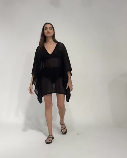 Black Fishnet Caftan Short