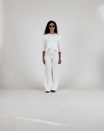 Off-White Ponte Knit 3/4 Sleeve Top