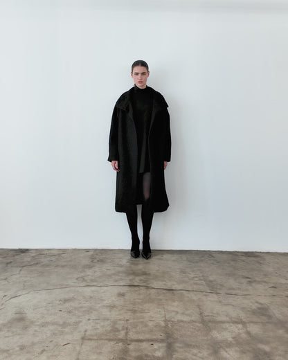 Black Boucle Overcoat