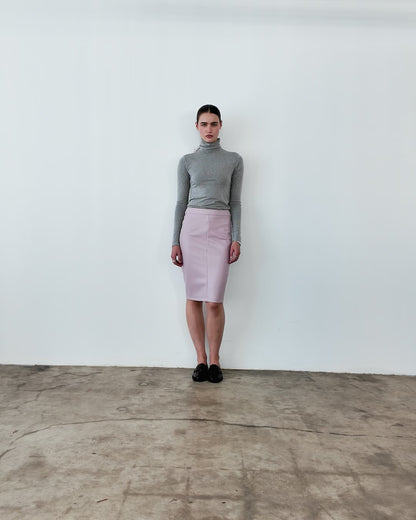 Lilac Vegan Leather Pencil Skirt