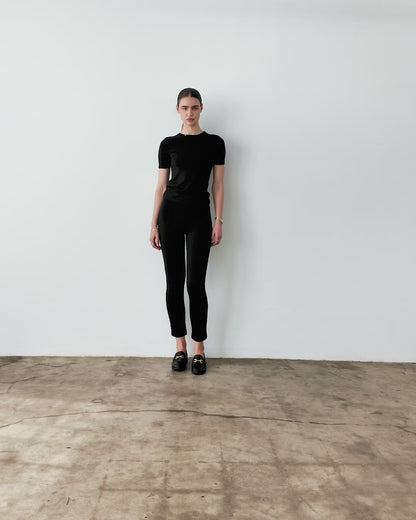 Black Ponte Knit Slim Leg Pant