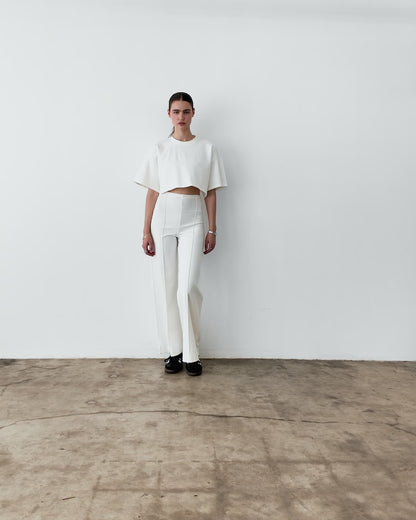 Off-White Ponte Knit Crop Top