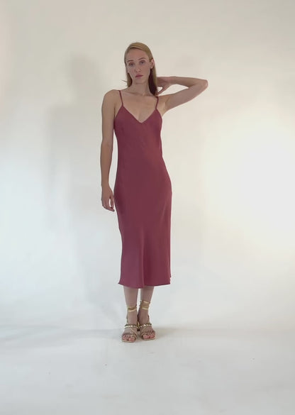 Mulberry Satin Crepe Slip Dress
