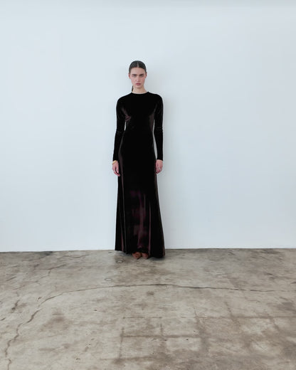 Chocolate Stretch Velvet Kate Dress