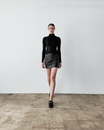 Black Vegan Leather Mini Skirt