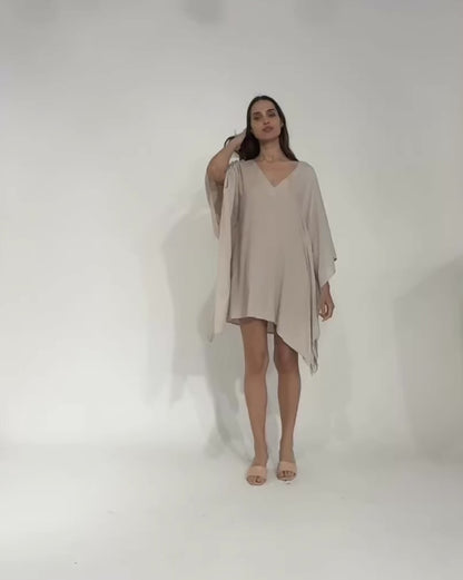 Sand Linen Blend Short Caftan