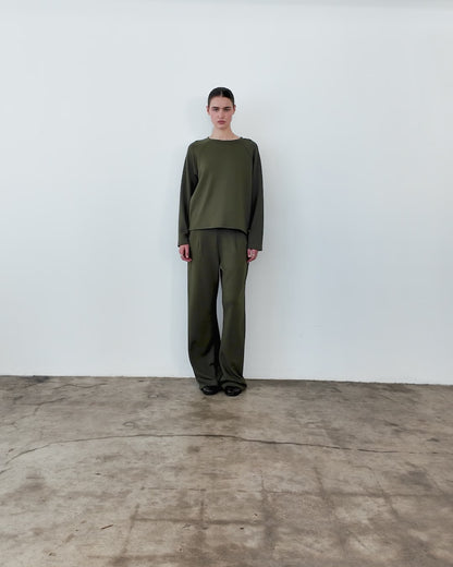 Olive Scuba Raglan Top