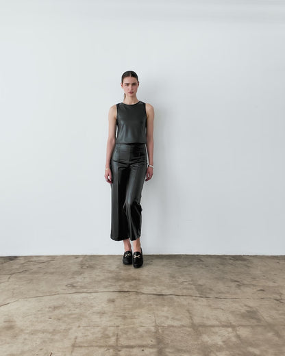 Black Vegan Leather Tank Top