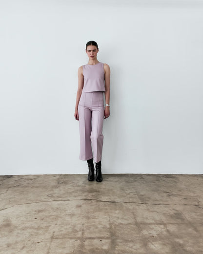 Lilac Vegan Leather Cropped Straight Leg Pant