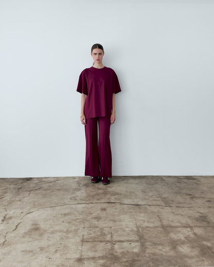 Wine Ponte Knit Big Shirt