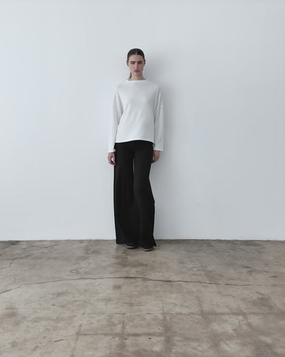 Ivory Sweater Knit Funnel Neck Top