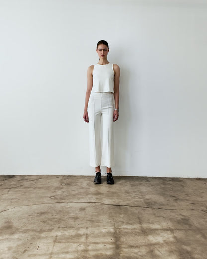 Off-White Ponte Knit Cropped Straight Leg Pant