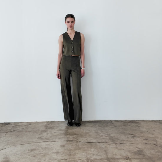 Olive Stretch Suede Vest