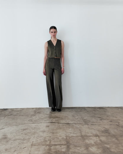 Olive Stretch Suede Vest