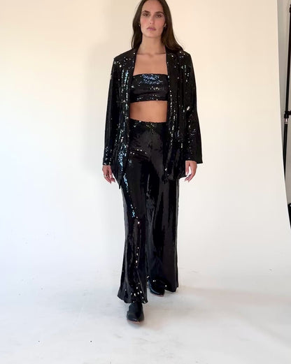 Black Sequin Oversized Blazer