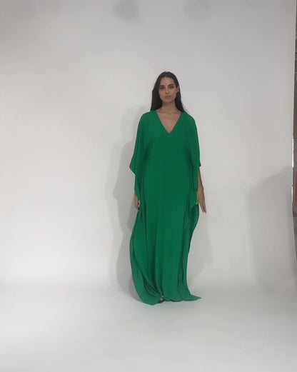 Kelly Green Linen Blend Caftan