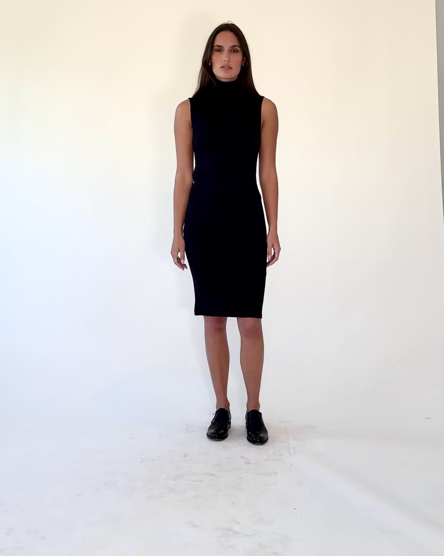 Black Jersey Tank Midi Turtleneck Dress | Ripley Rader