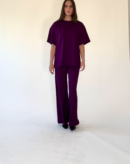 Plum Ponte Knit Big Shirt