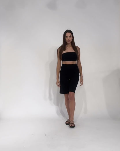 Black Ponte Knit Shorts