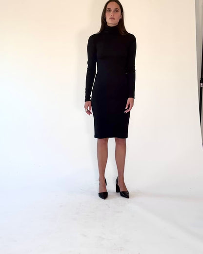Black Midi Turtleneck Dress