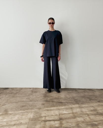 Navy Ponte Knit Big Shirt