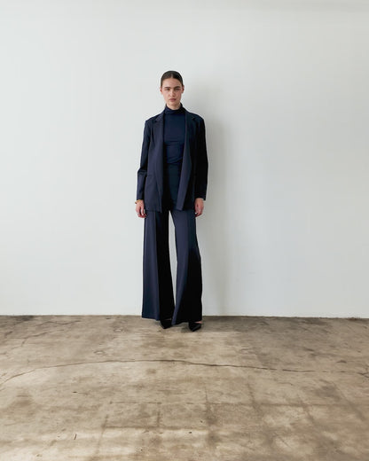 Navy Ponte Knit Oversized Blazer