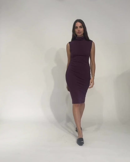 Mulberry Jersey Tank Midi Turtleneck Dress