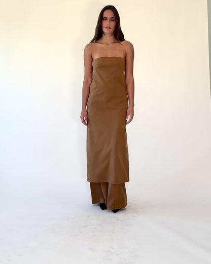 Camel Ponte Knit Perfect Dress