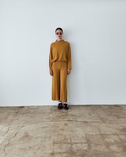 Saffron Sweater Knit Cropped Wide Leg Pant