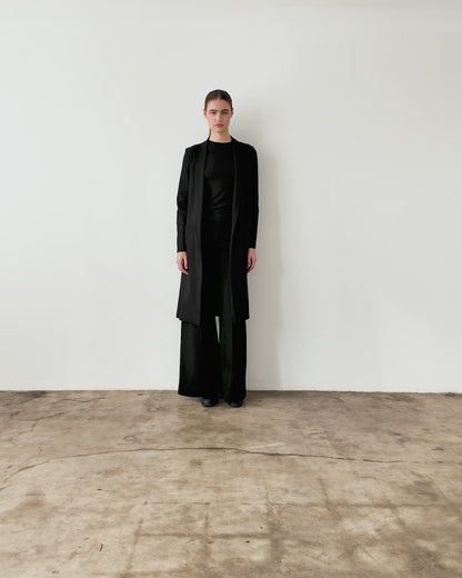 Black Ponte Knit Smoking Jacket