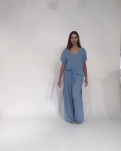 Chambray Linen Blend Everyday V Neck