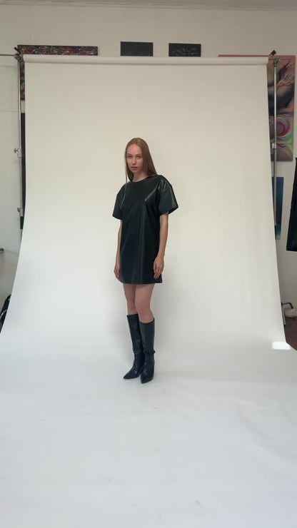 Black Vegan Leather Dress