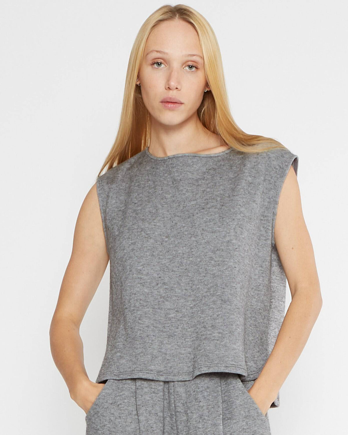 Heather Grey Sweater Knit Lounge Tank