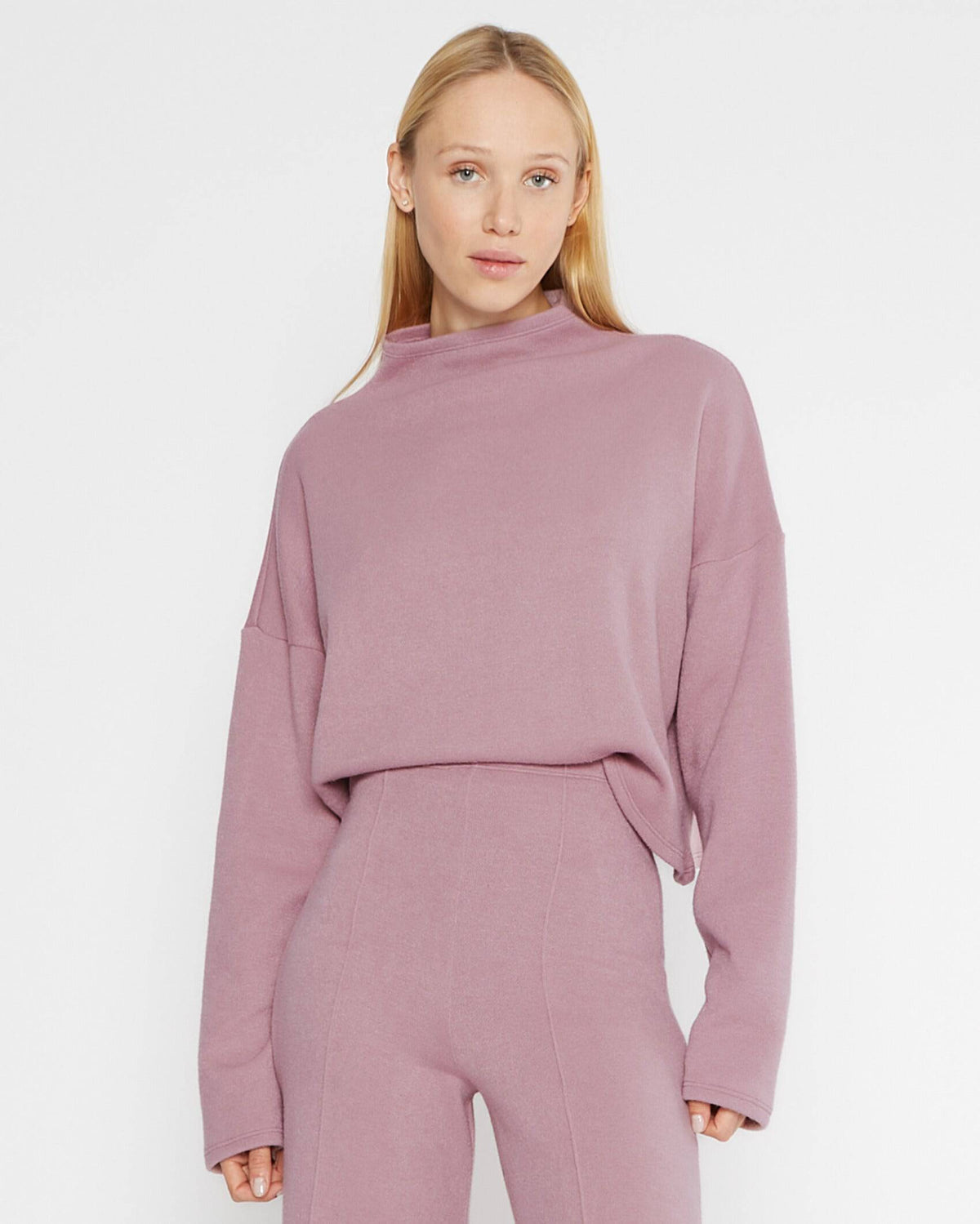 Lilac Sweater Knit Funnel Neck Top