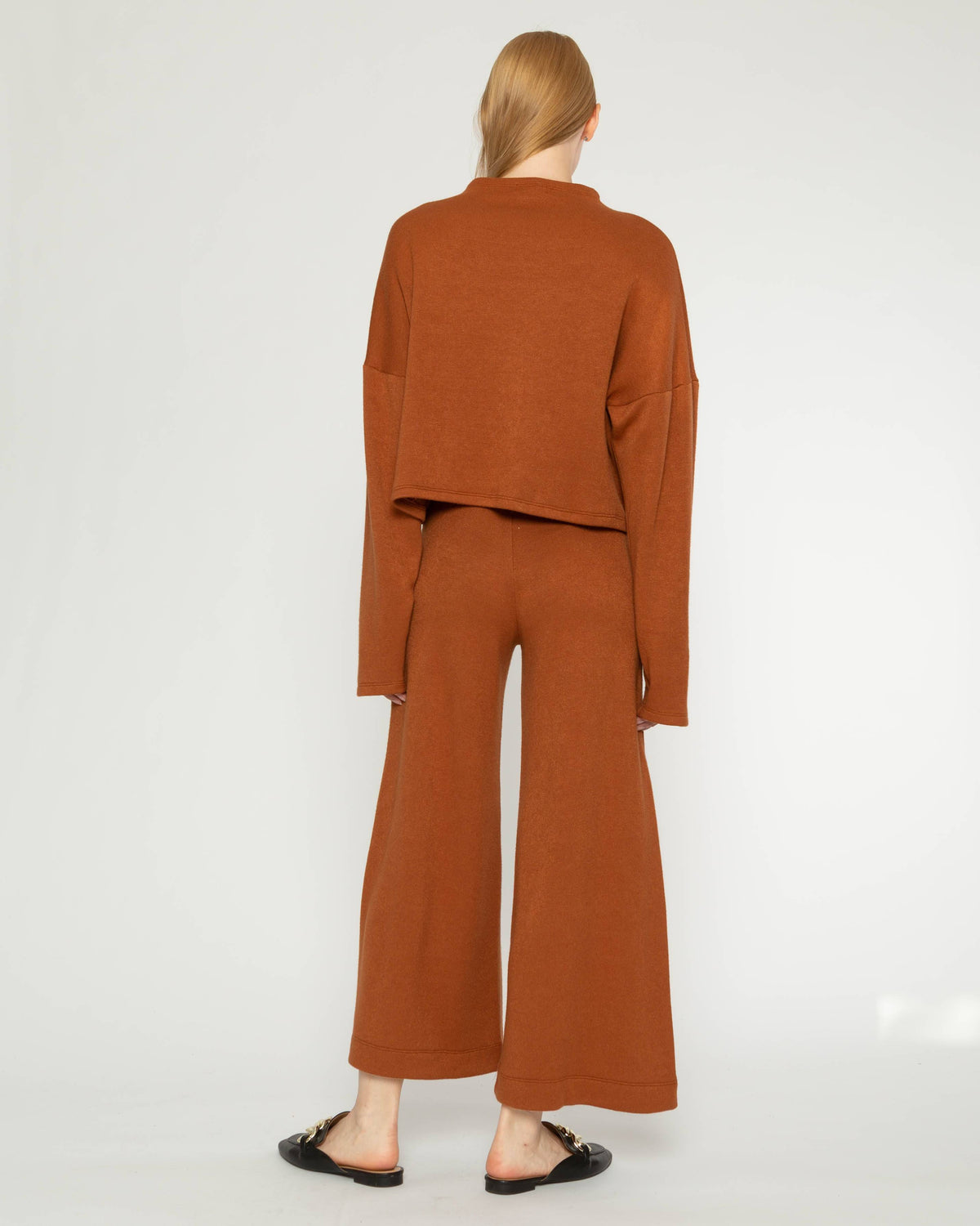 Rust Sweater Knit Funnel Neck Top