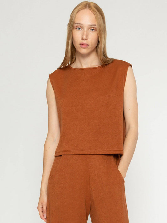 Rust Sweater Knit Lounge Tank